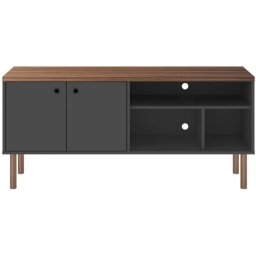 RACK PARA TV ATE 60 C/ 2 PRATELEIRAS E 2 PORTAS - CINZA ESCURO