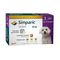 Antipulgas e Carrapatos Simparic 10Mg para CÃ£es de 2,6 a 5kg caixa com 1 comprimido