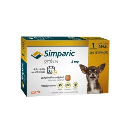 Antipulgas e Carrapatos Simparic 5Mg para cÃ£es 1,3 a 2,5 kg caixa com 1 comprimido
