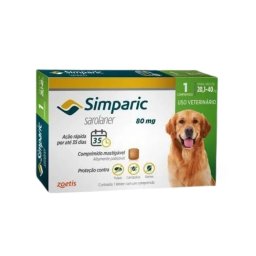 Antipulgas e Carrapatos Simparic 80Mg para cÃ£es 20,1 a 40 kg caixa com 1 comprimido
