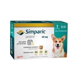 Antipulgas e Carrapatos Simparic 40Mg para cÃ£es 10,1 a 20 kg caixa com 1 comprimido