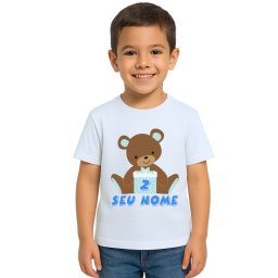 Camiseta Ursinho Caixa Azul Urso Estampa Personalizada