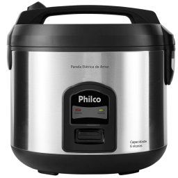 PANELA ELETRICA DE ARROZ PHILCO FAZ 6 XICARAS 500W PRETA/INOX 220V