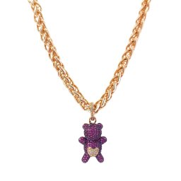 Colar com Pingente de Urso Cravejado Colorido | TEDDY 2