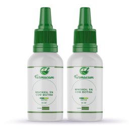 Kit 2 frascos gotas Minoxidil 5% com biotina loção 120ml