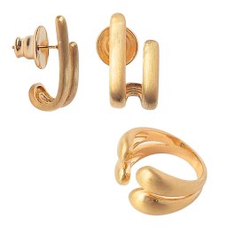 Conjunto de Anel e Brincos com Design Orgânico e acabamento Fosco | NÔMADE