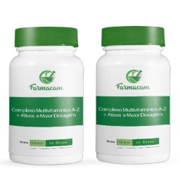 Kit 2 potes Complexo Multivitamínico A-Z + Ativos e Maior Dosagem 60 doses