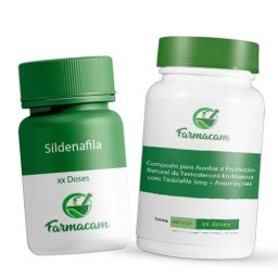 Kit Composto para Auxiliar a Produção Natural da Testosterona Endógena com Tadalafila + Sildenafila 50mg - 30 doses
