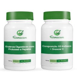 Kit Enzimas Digestivas com Protease e Pepsina + Xô Inchaço com Drenow C