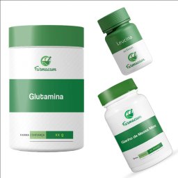 Kit Ganho de Massa Max 30 doses + Leucina 300mg 90 doses + Glutamina 200g