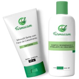 Kit Gel Minoxidil Barba Com Fator de Crescimento + Shampoo Estimulante de Crescimento de Barba