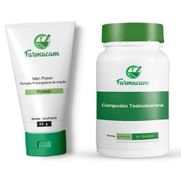 Kit Pomada e Composto para Auxiliar a Produção Natural da Testosterona Endógena com Tadalafila + Associações