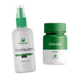 Kit Sildenafila 25 mg - 30 doses + Spray Tadalafila + Arginina + Ginseng + Associações - 15ml