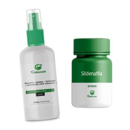 Kit Sildenafila 25mg - 30 doses e Tadalafila + Arginina + Triptofano + Associações Spray Sublingual 15 ml