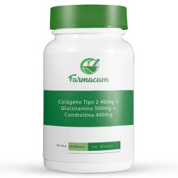 Colágeno Tipo 2 40mg + Glucosamina 500mg + Condroitina 400mg