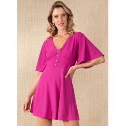 Quintess Vestido Fúcsia com Botões Jóias Decorativos - female