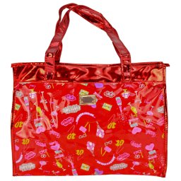 Bolsa Feminina Sacola Praia Transparente Candy Vermelho CBRN17225