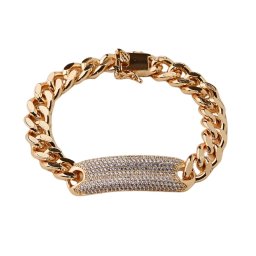 Pulseira em Corrente Grumet com Placa Cravejada em Zircônias | LYNX