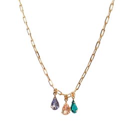Colar de Elos com Gotas de Cristal Colorido | FLUIRE
