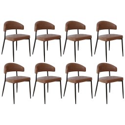 Cadeira de Jantar Estofada Kit 8 Chloe M25 Sintético Marrom - Mpozenato