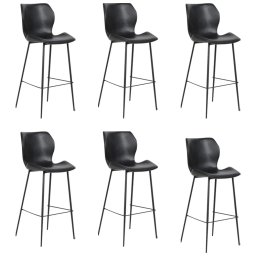 Kit 6 Banquetas Alta com Encosto para Bancada Cozinha Penha R02 Sintético Preto - Mpozenato