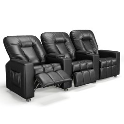 Poltrona Reclinável Para Cinema 3 Lugares Praddo FH9 PU Preto - Mpozenato