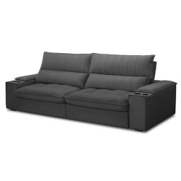 Sofá Retrátil 4 Lugares com Porta Copo 280cm Andes F05 Veludo Grafite - Mpozenato