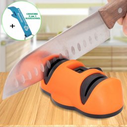 Afiador de Facas Amolador com Ventosa Laranja + Chaveiro CBRN19755