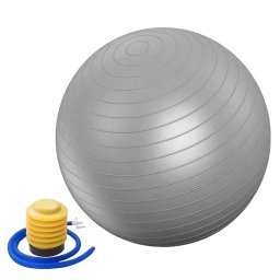Bola Yoga Pilates Fitness Suíça 60 cm Cinza com Bomba CBRN16129