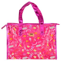 Bolsa Feminina Sacola Praia Transparente Party Pink CBRN17263
