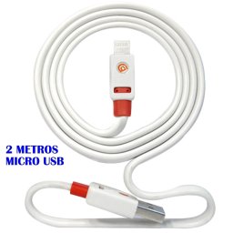 Cabo micro USB V8 flat 2 metros premium p/ carga e dados CBRN05192