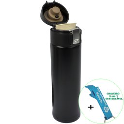 Garrafa Térmica Aço Inox com Vedação 500 ml Preto + Chaveiro CBRN18611
