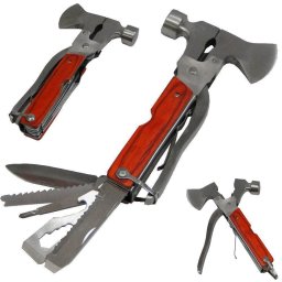 Kit Ferramentas Martelo Machadinha 11 em 1 Aço Inox + Bolsa