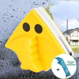 Limpador de Vidro Magnético para Janela Vidraça Aquário Amarelo + Chaveiro CBRN18659