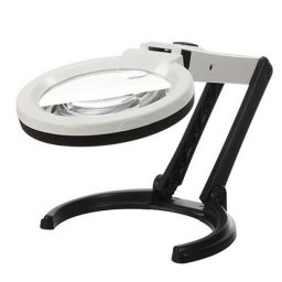 Lupa De Mesa Bancada 10 Leds Lente 120mm pilhas e bivolt CBR03549