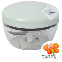 Mini Processador e Triturador de Alimentos Manual 3 Lâminas Verde + Gancho Parede CBRN17881
