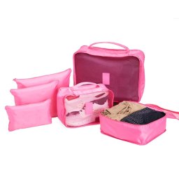 Organizador de Mala Viagem Necessaire Kit 6 Peças Rosa CBRN20584