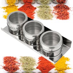 Porta Temperos Condimentos Aço Inox Magnético 3 Potes CBRN12398