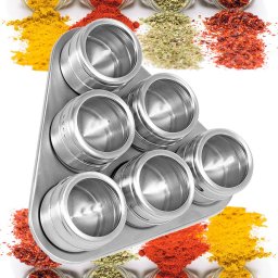 Porta Temperos Condimentos Aço Inox Magnético 6 Potes Triângulo CBRN12411