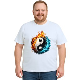 Camiseta Yin Yang Taijitu Agua e Fogo Estampa Personalizada