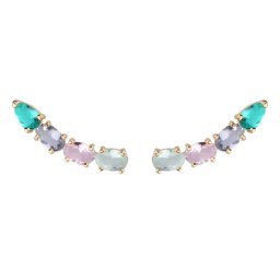 Brinco Ear Cuff de Cristais Coloridos | ÉDEN