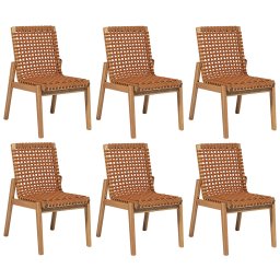 Cadeira Madeira Área Gourmet Kit 6 Tenza Jatobá/Ocre C17 - Mpozenato