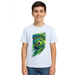 Camiseta Brasil Copa do Mundo Bola Estampa Personalizada