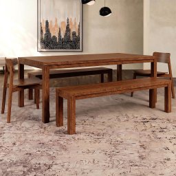 Mesa Madeira 180cm 2 Bancos e 2 Cadeiras Floris Castanho F07 - Mpozenato