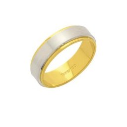 Aliança de Ouro e Ouro Branco 18k 750 Largura 6.00mm Altura 1.50mm