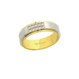 Aliança de Ouro e Ouro Branco 18k 750 com 10 Brilhantes de 1.25 Pontos Largura 6.00mm Altura 1.50mm
