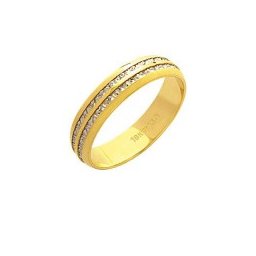 Aliança de Ouro 18k 750 com 2 Filetes em Ouro Branco Largura 4.60mm Altura 1.10mm