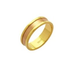 Aliança de Ouro 18k 750 e Ouro Vermelho Largura 6.00mm Altura 1.20mm