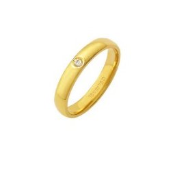 Aliança Anatômica de Ouro 18k 750 com 1 Brilhante de 3.50 Pontos Largura 3.50mm Altura 1.50mm