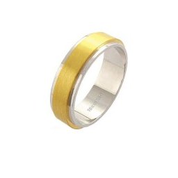 Aliança de Ouro e Ouro Branco 18k 750 Largura 6.00mm Altura 1.50mm